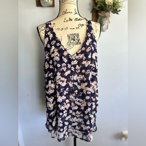 Lane Bryant floral print top festive summer garden vacation sheer asymmetrical‎